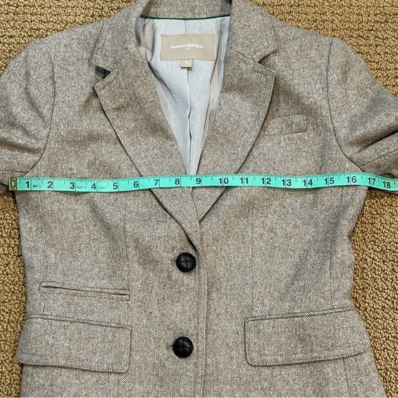 Banana Republic Factory Wool Blend Tweed Blazer size 2 Double Button Oatmeal - Picture 6 of 9